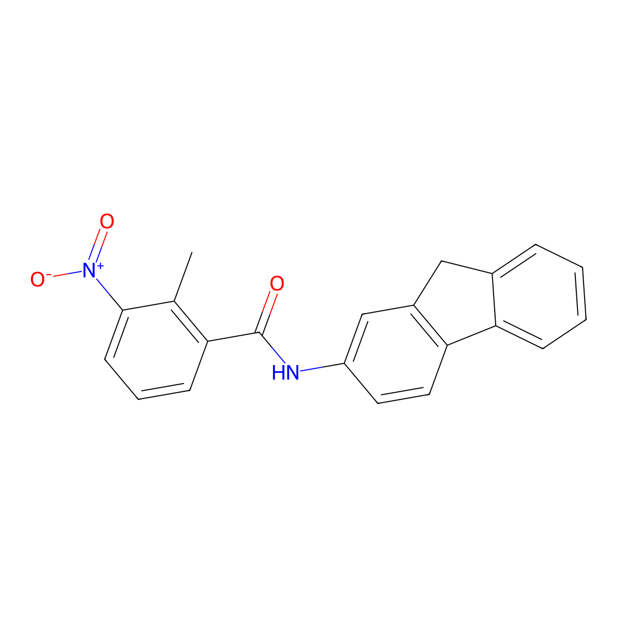 N-(9H-fluoren-2-yl)-2-methyl-3-nitrobenzamide molecular structure, CAS 424796-40-7