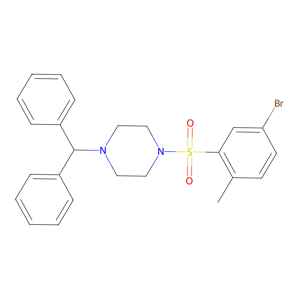 1-Benzhydryl-4-(5-bromo-2-methylphenyl)sulfonylpiperazine molecular structure, CAS 424796-52-1