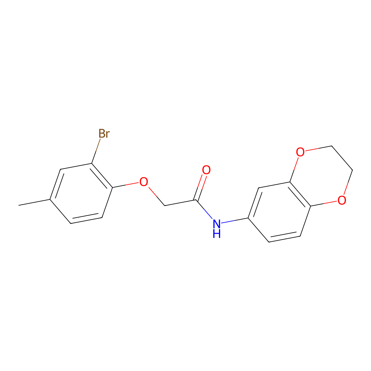 2-(2-bromo-4-methylphenoxy)-N-(2,3-dihydro-1,4-benzodioxin-6-yl)acetamide molecular structure, CAS 424796-69-0