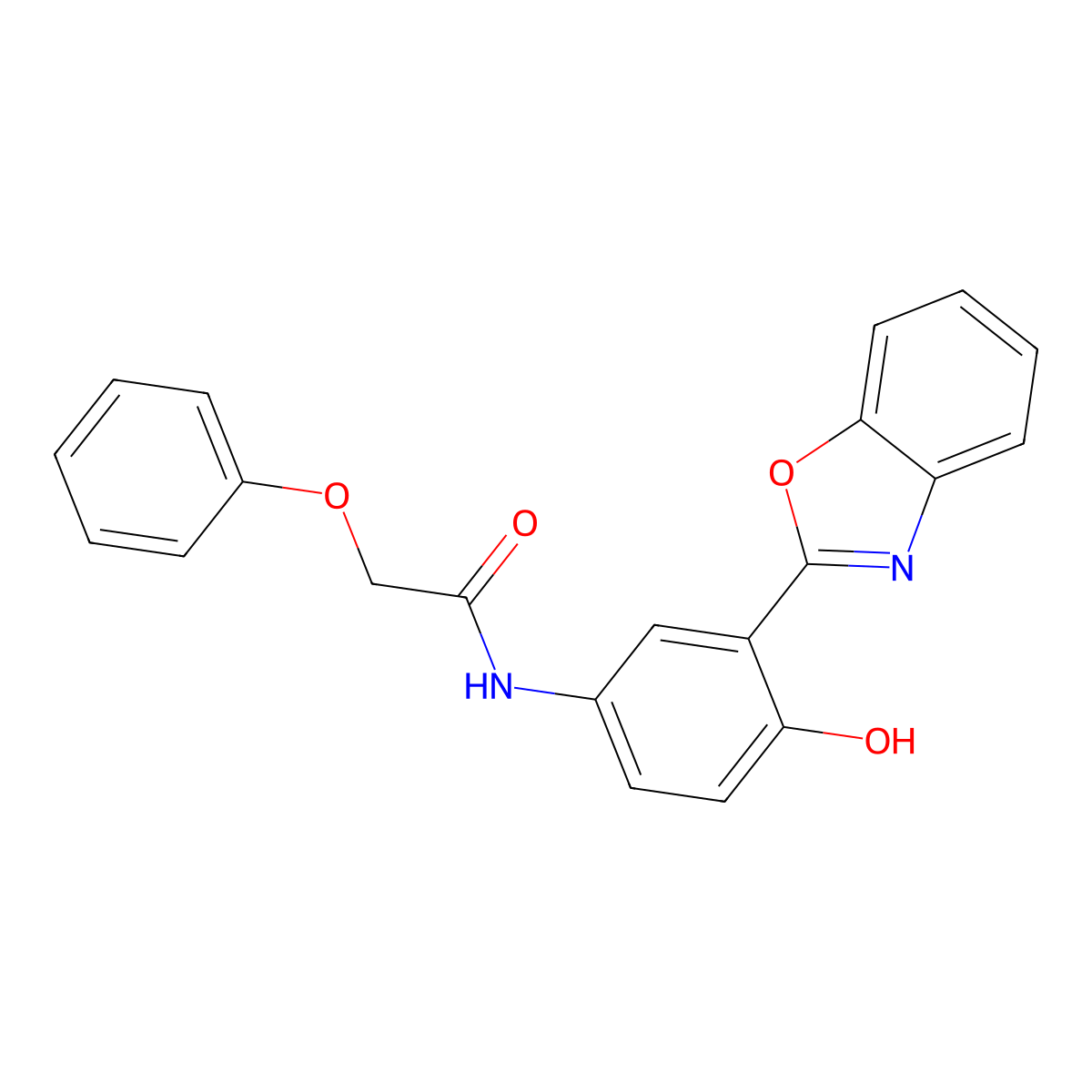N-[3-(1,3-benzoxazol-2-yl)-4-hydroxyphenyl]-2-phenoxyacetamide molecular structure, CAS 424796-97-4