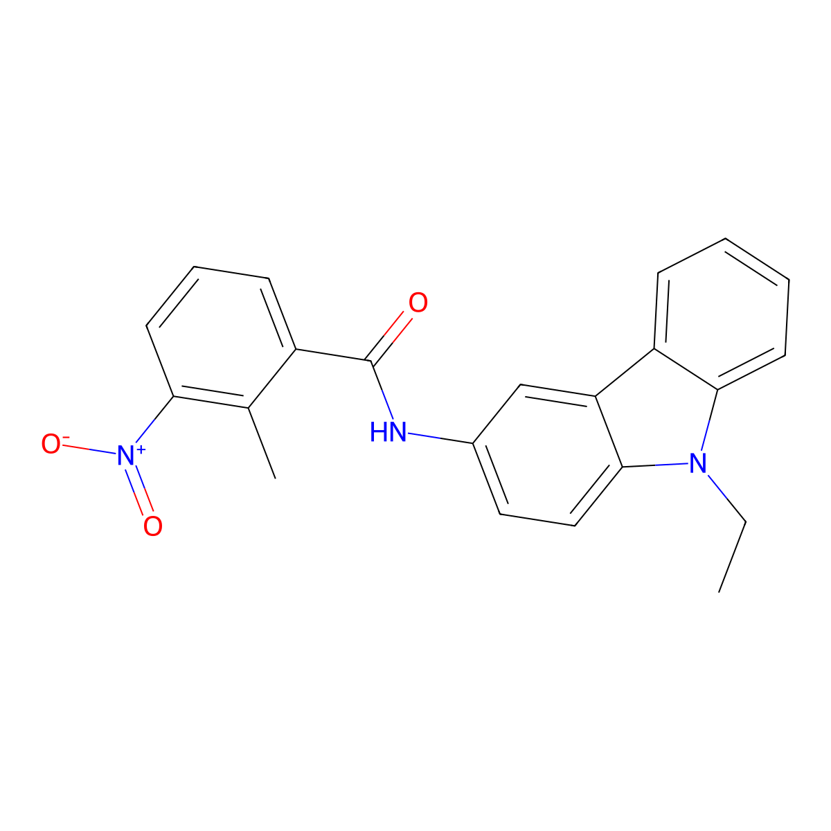 N-(9-ethylcarbazol-3-yl)-2-methyl-3-nitrobenzamide molecular structure, CAS 424797-47-7
