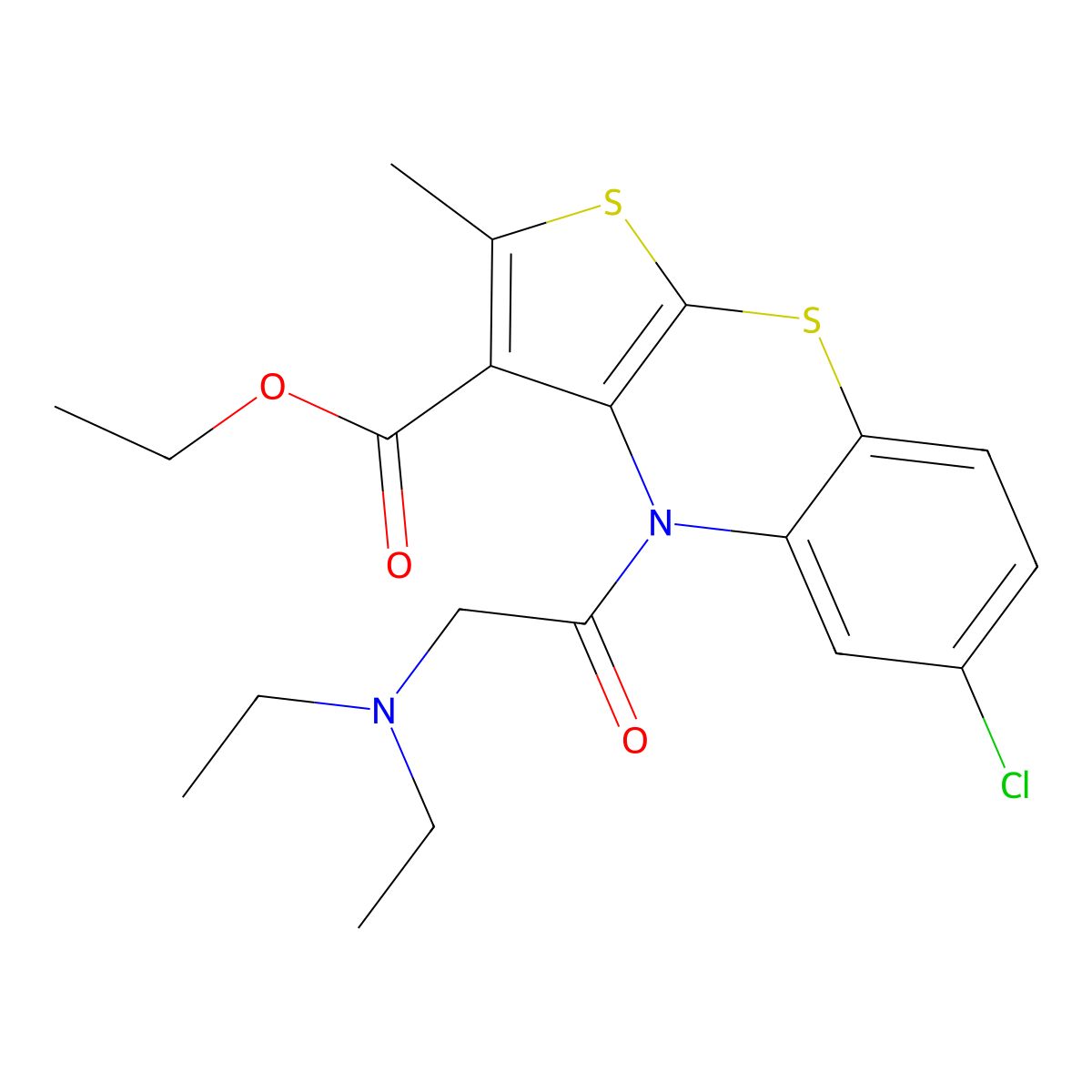 ethyl 6-chloro-4-(N,N-diethylglycyl)-2-methyl-4H-thieno[2,3-b][1,4]benzothiazine-3-carboxylate molecular structure, CAS 424798-24-3