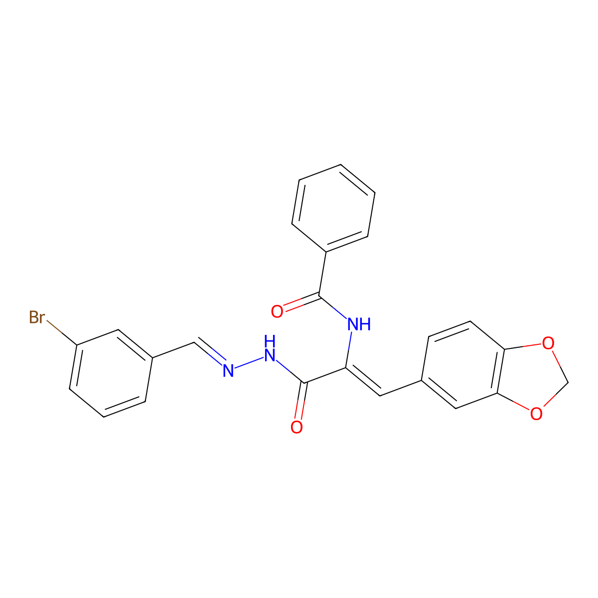 3-(1,3-Benzodioxol-5-yl)-2-(benzoylamino)-2-propenoic acid 2-[(3-bromophenyl)methylene]hydrazide molecular structure, CAS 424798-46-9