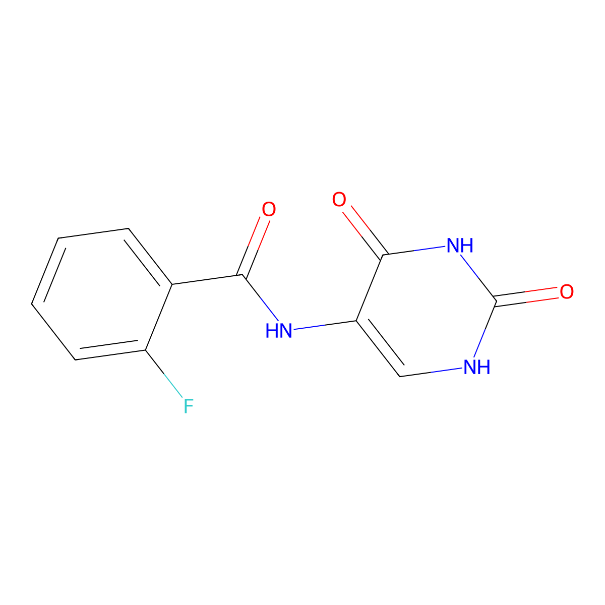 N-(2,4-dioxo-1,2,3,4-tetrahydropyrimidin-5-yl)-2-fluorobenzamide molecular structure, CAS 424799-26-8