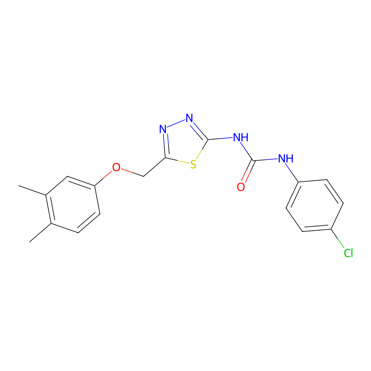 1-(4-Chlorophenyl)-3-{5-[(3,4-dimethylphenoxy)methyl]-1,3,4-thiadiazol-2-yl}urea molecular structure, CAS 424799-83-7