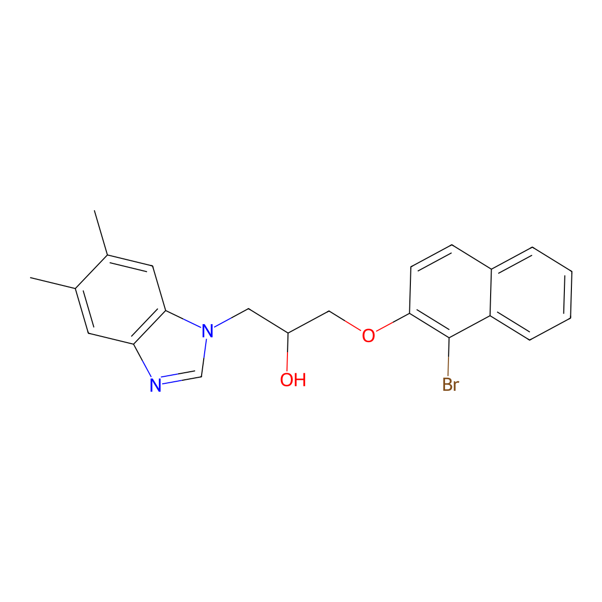 1-(1-Bromonaphthalen-2-yl)oxy-3-(5,6-dimethylbenzimidazol-1-yl)propan-2-ol molecular structure, CAS 424800-00-0