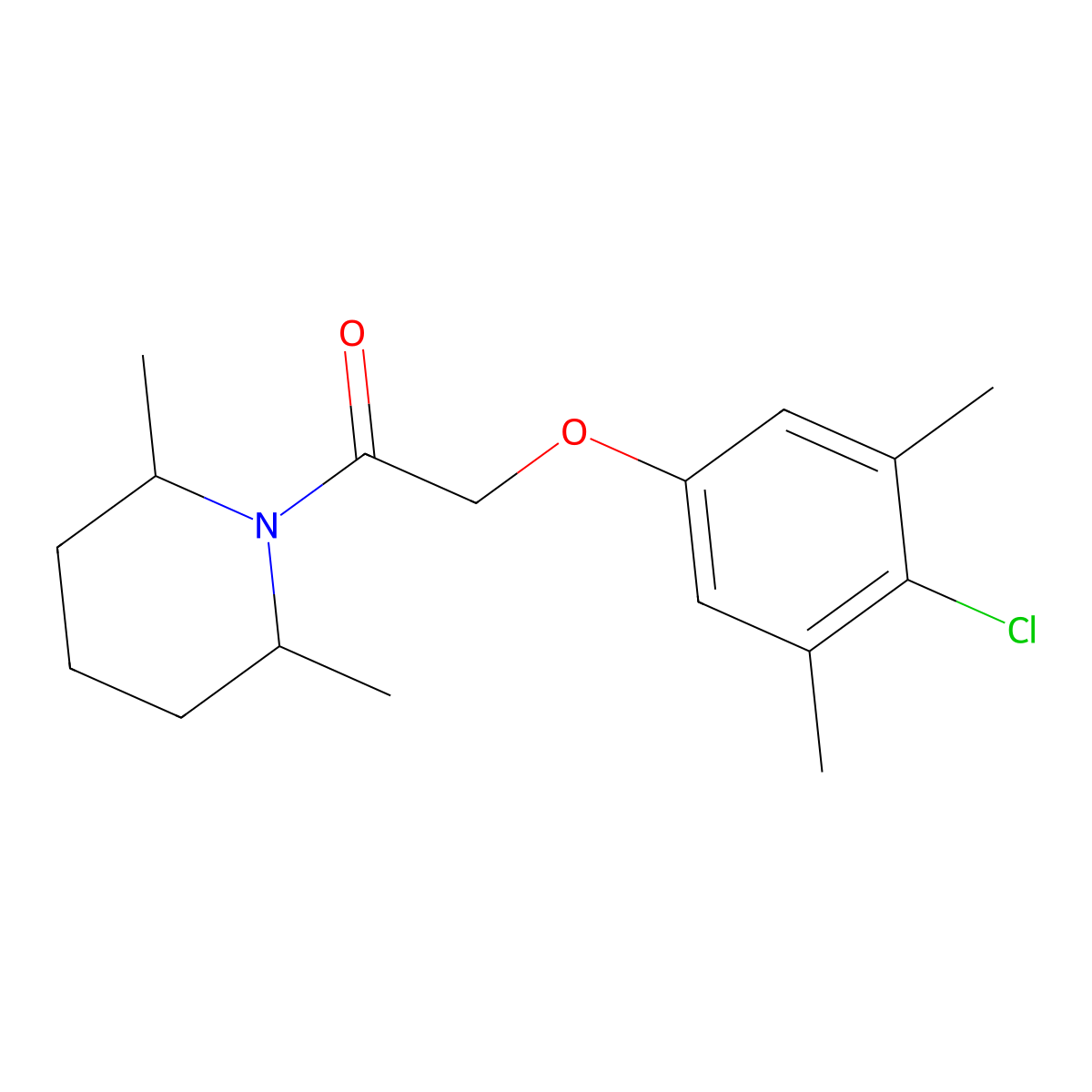 2-(4-Chloro-3,5-dimethylphenoxy)-1-(2,6-dimethylpiperidin-1-yl)ethanone molecular structure, CAS 424800-05-5