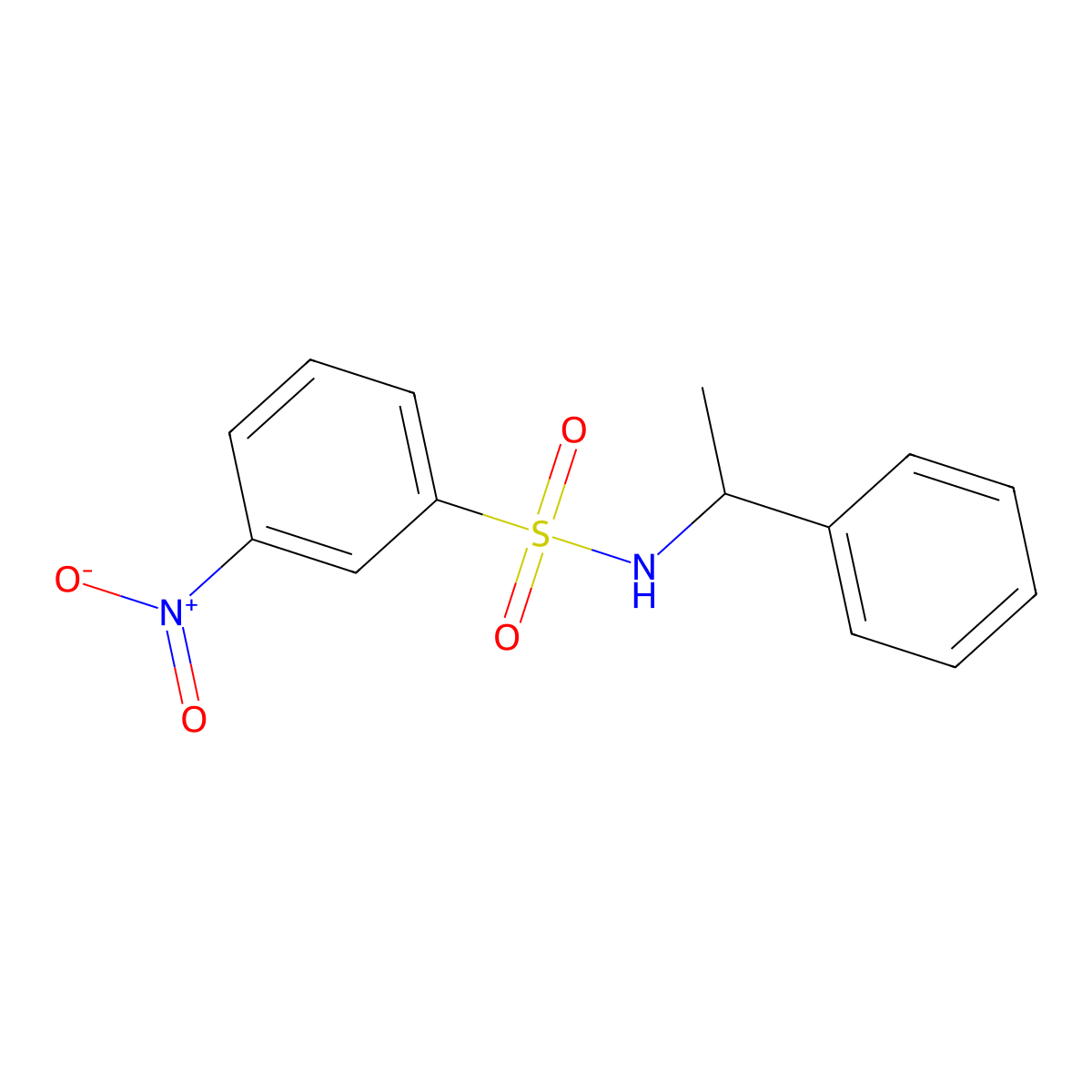 3-nitro-N-(1-phenylethyl)benzenesulfonamide molecular structure, CAS 424800-54-4