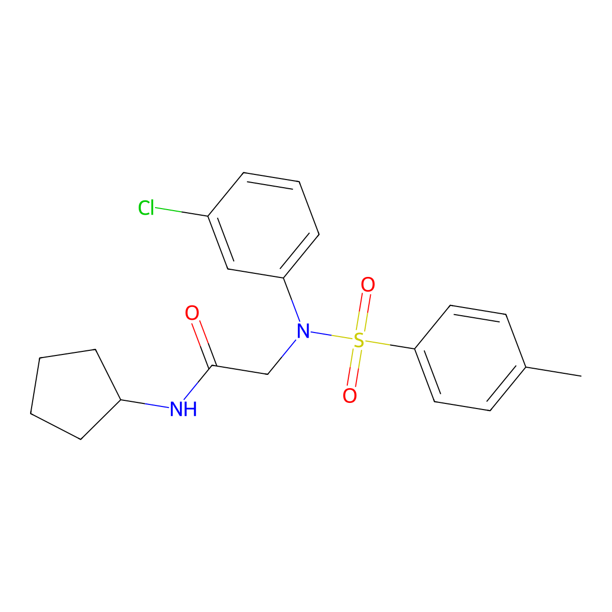 2-(3-chloro-N-(4-methylphenyl)sulfonylanilino)-N-cyclopentylacetamide molecular structure, CAS 424800-69-1