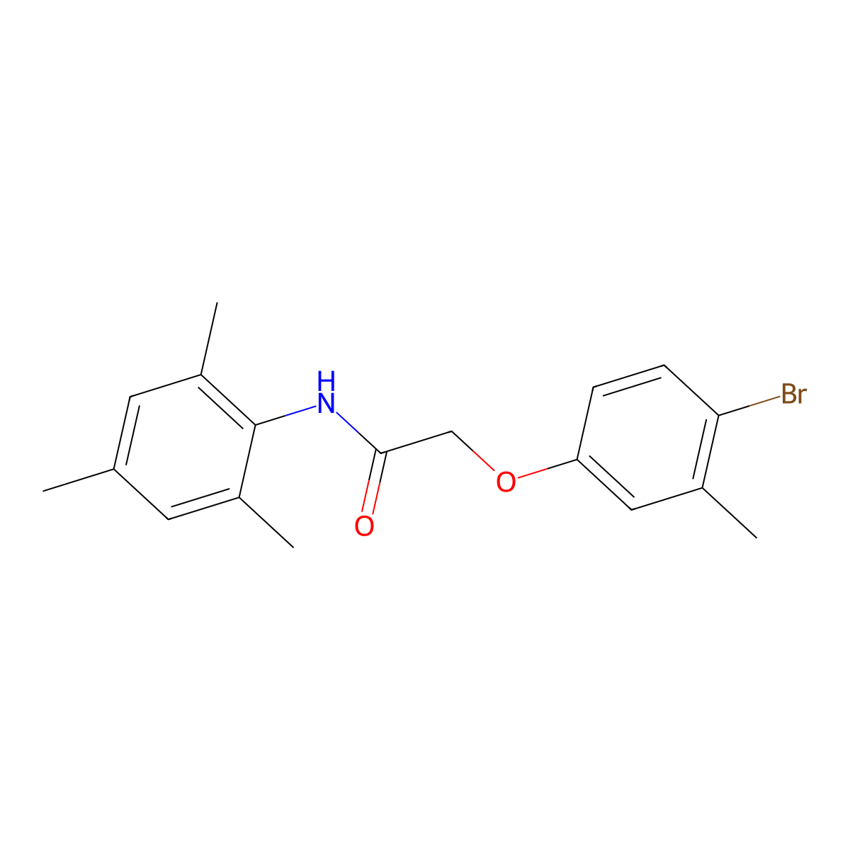 2-(4-bromo-3-methylphenoxy)-N-(2,4,6-trimethylphenyl)acetamide molecular structure, CAS 424801-09-2
