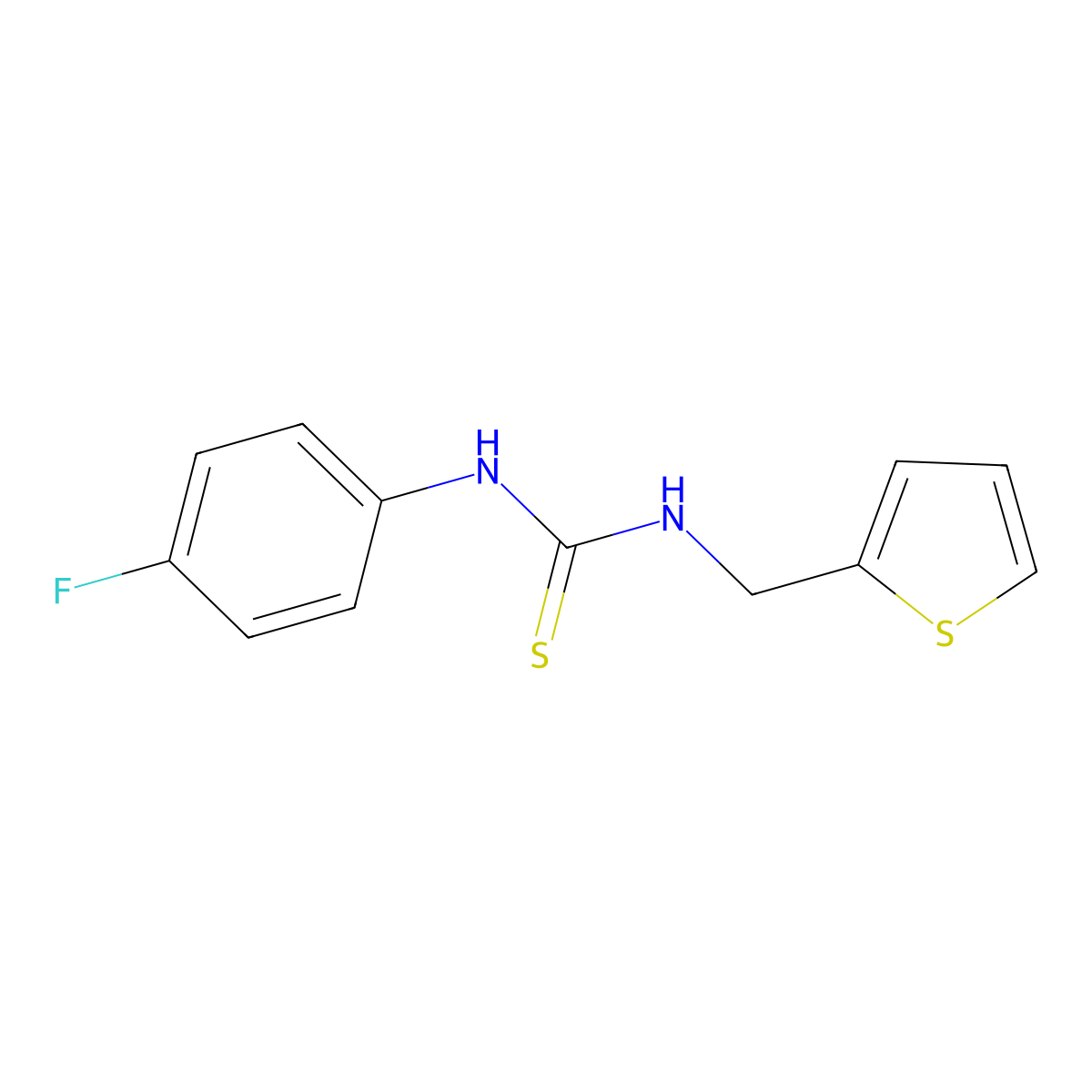 1-(4-Fluorophenyl)-3-(thiophen-2-ylmethyl)thiourea molecular structure, CAS 424801-49-0