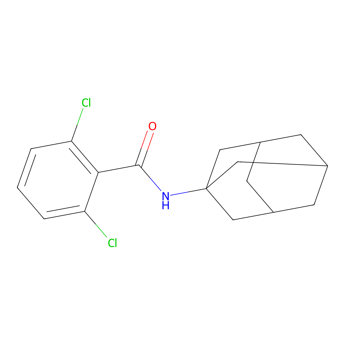 2,6-Dichloro-N-tricyclo(3.3.1.13,7)dec-1-ylbenzamide molecular structure, CAS 424802-13-1