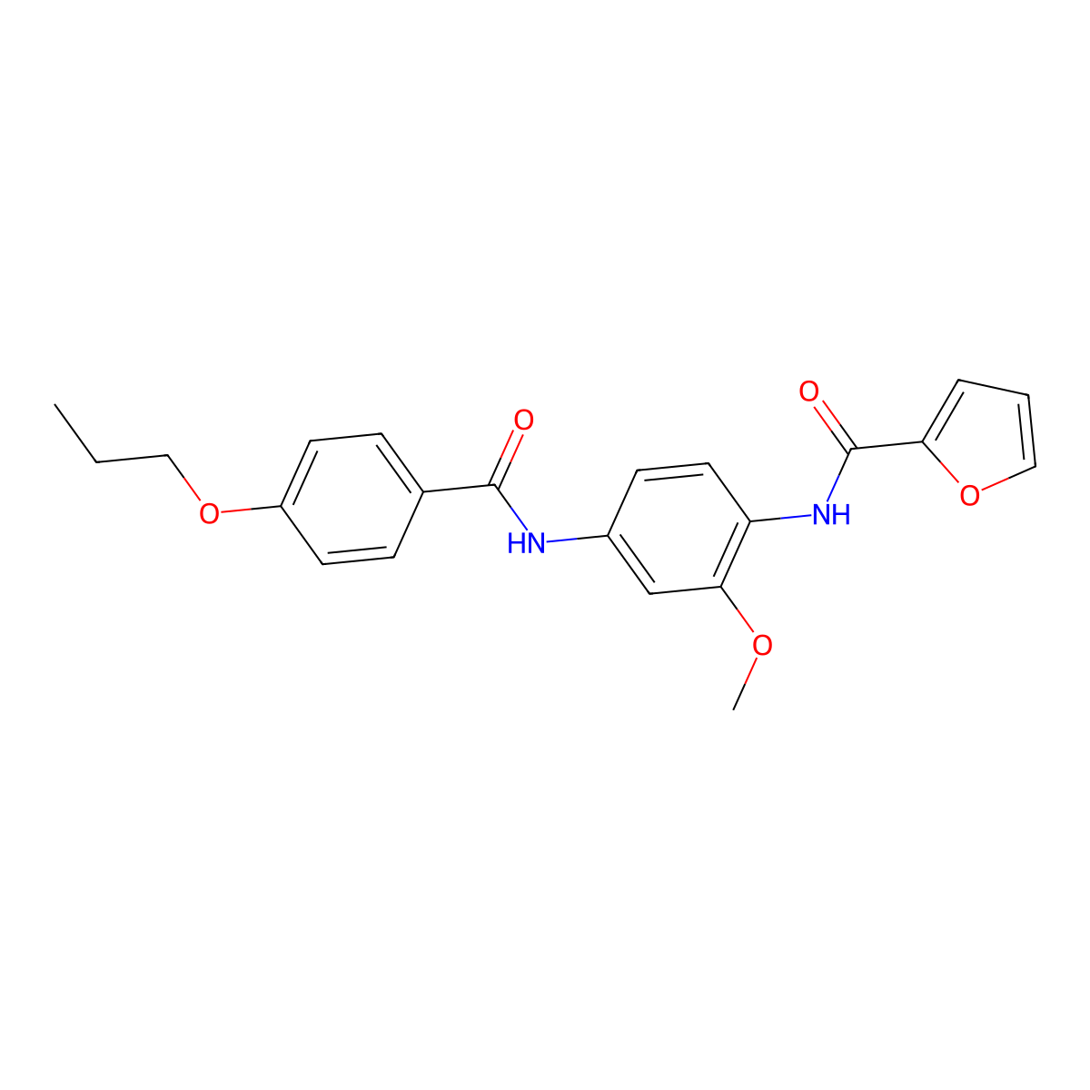N-[2-methoxy-4-[(4-propoxybenzoyl)amino]phenyl]furan-2-carboxamide molecular structure, CAS 424802-34-6