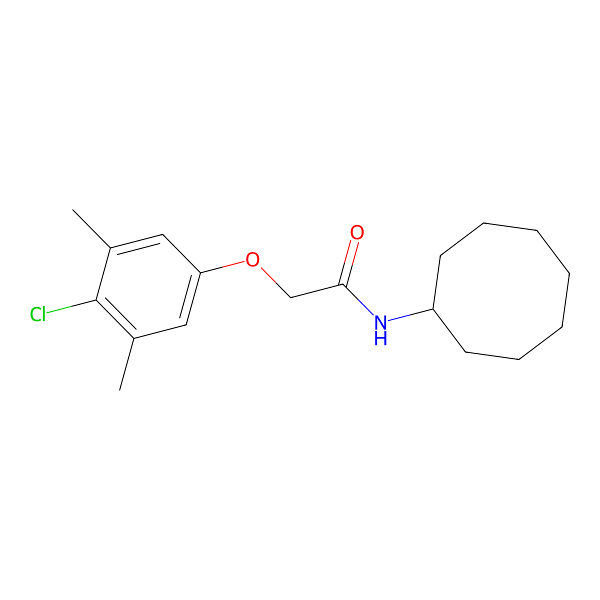 2-(4-chloro-3,5-dimethylphenoxy)-N-cyclooctylacetamide molecular structure, CAS 424803-14-5