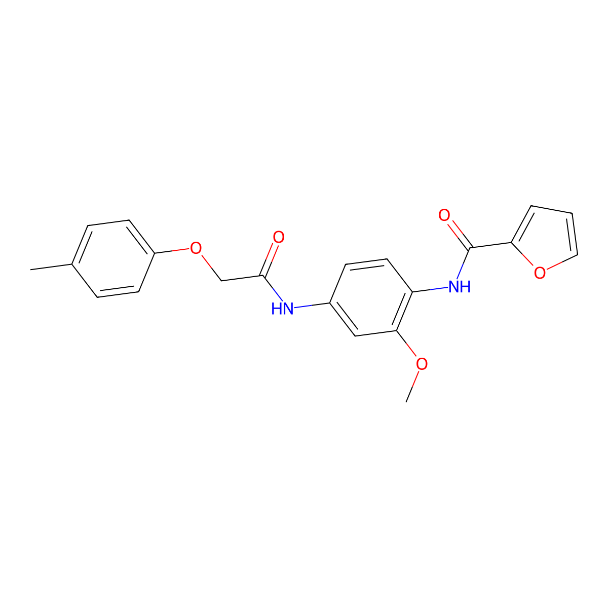 N-[2-methoxy-4-[[2-(4-methylphenoxy)acetyl]amino]phenyl]furan-2-carboxamide molecular structure, CAS 424803-23-6