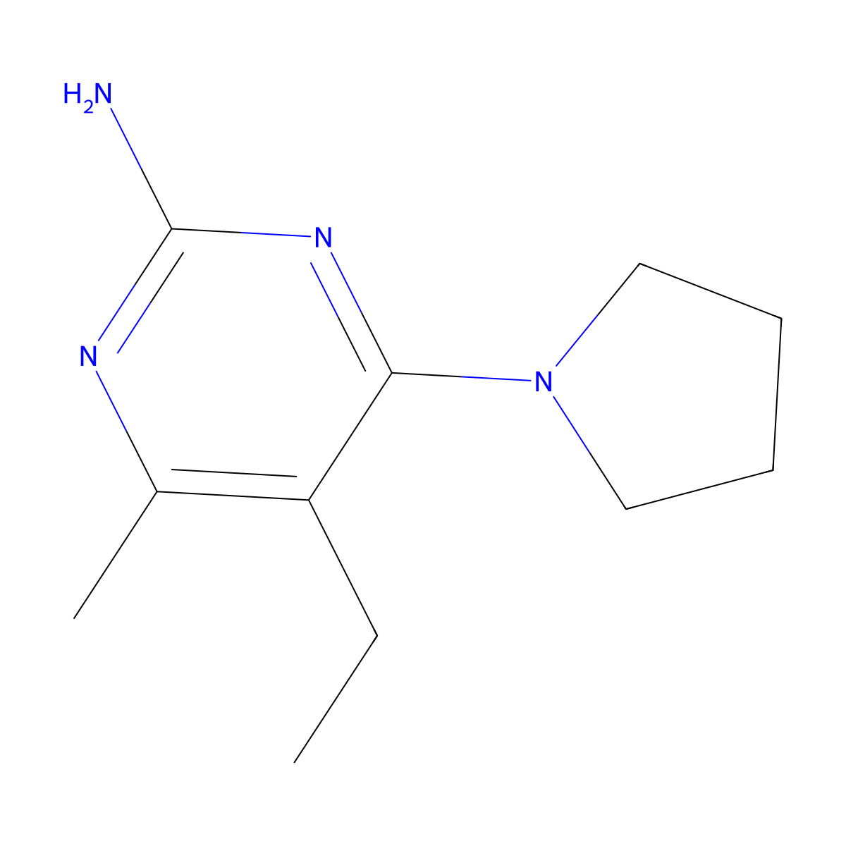 5-Ethyl-4-methyl-6-(pyrrolidin-1-yl)pyrimidin-2-amine molecular structure, CAS 424803-29-2