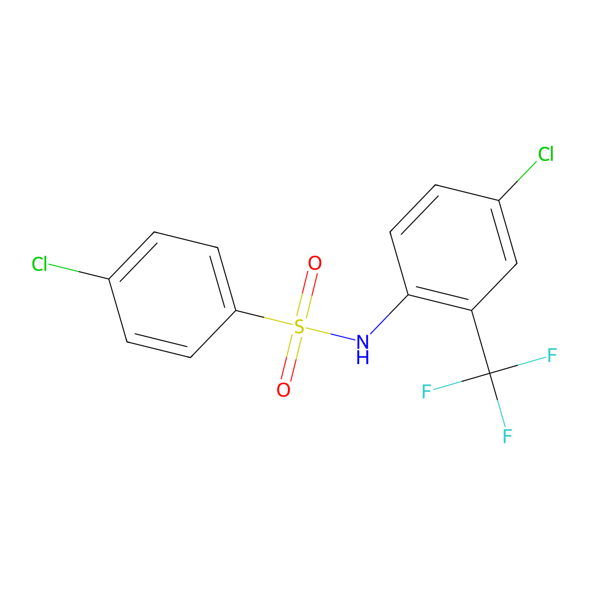 4-chloro-N-[4-chloro-2-(trifluoromethyl)phenyl]benzenesulfonamide molecular structure, CAS 424803-58-7