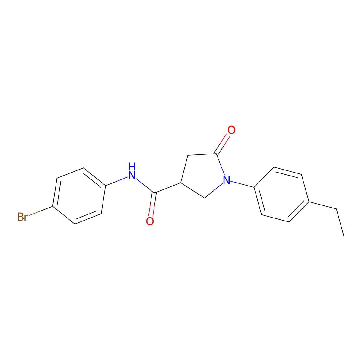 N-(4-bromophenyl)-1-(4-ethylphenyl)-5-oxopyrrolidine-3-carboxamide molecular structure, CAS 424803-59-8