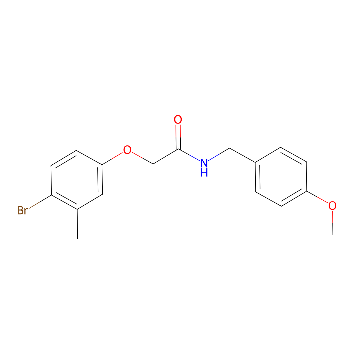 2-(4-bromo-3-methylphenoxy)-N-[(4-methoxyphenyl)methyl]acetamide molecular structure, CAS 424803-86-1