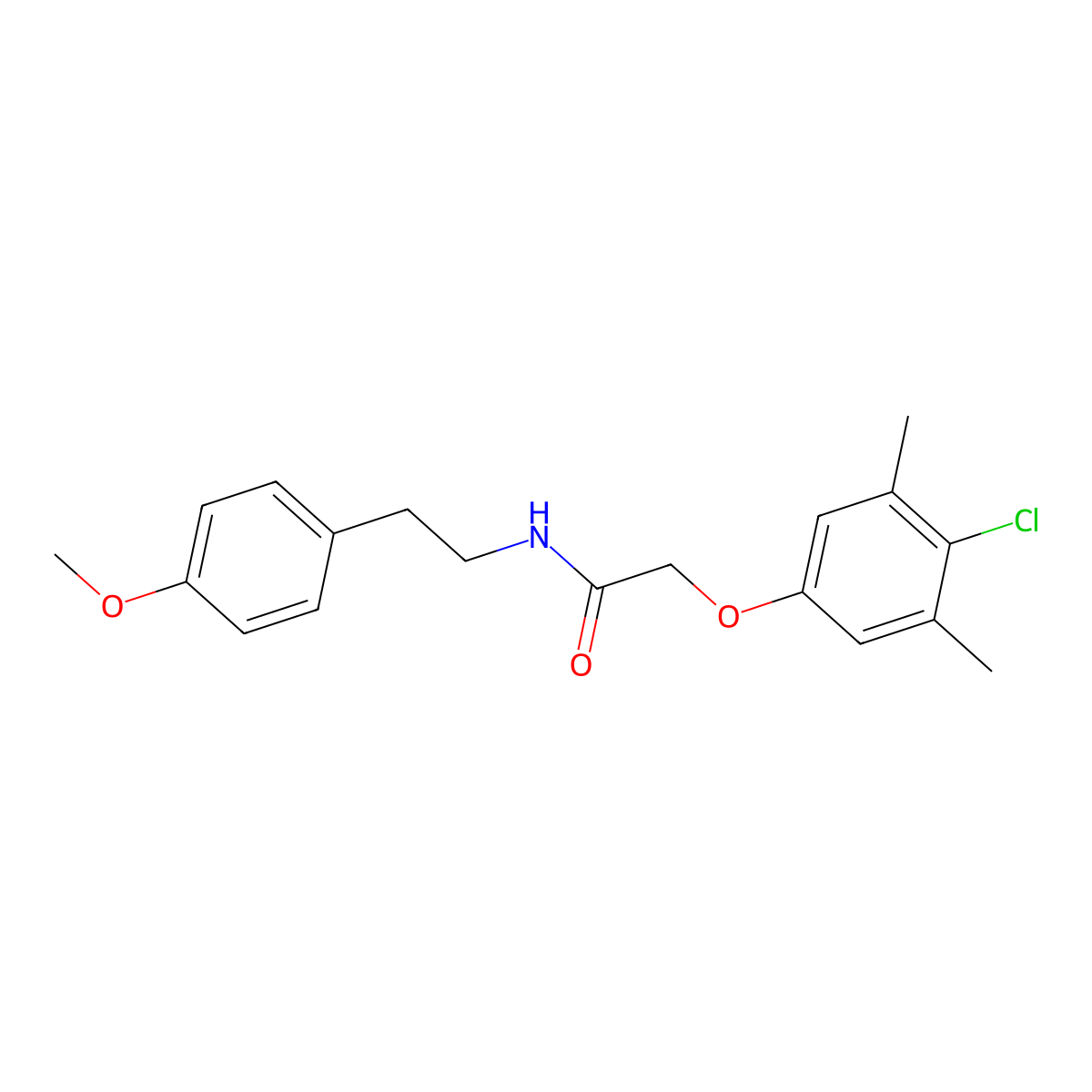 2-(4-chloro-3,5-dimethylphenoxy)-N-[2-(4-methoxyphenyl)ethyl]acetamide molecular structure, CAS 424804-27-3