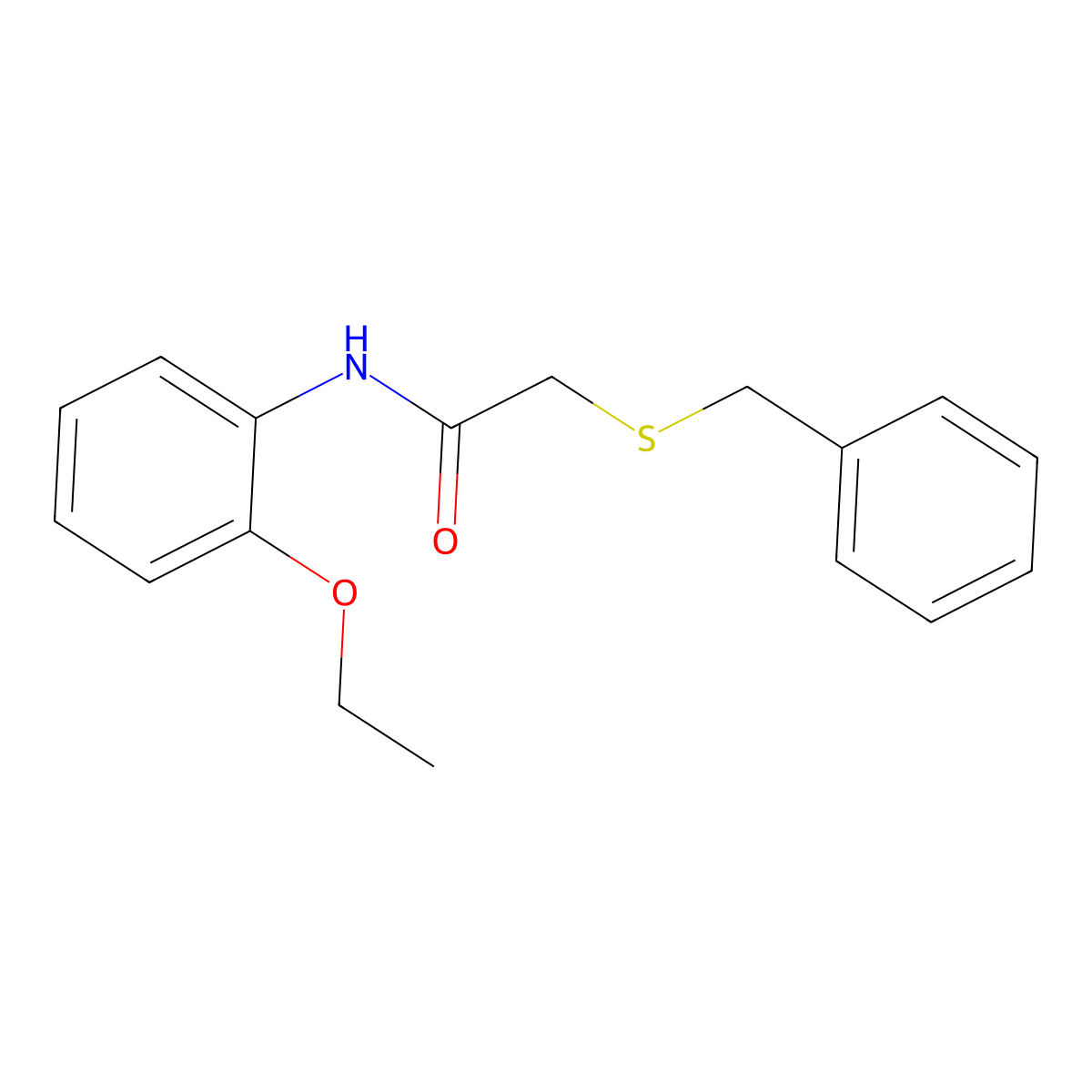 2-benzylsulfanyl-N-(2-ethoxyphenyl)acetamide molecular structure, CAS 424804-34-2