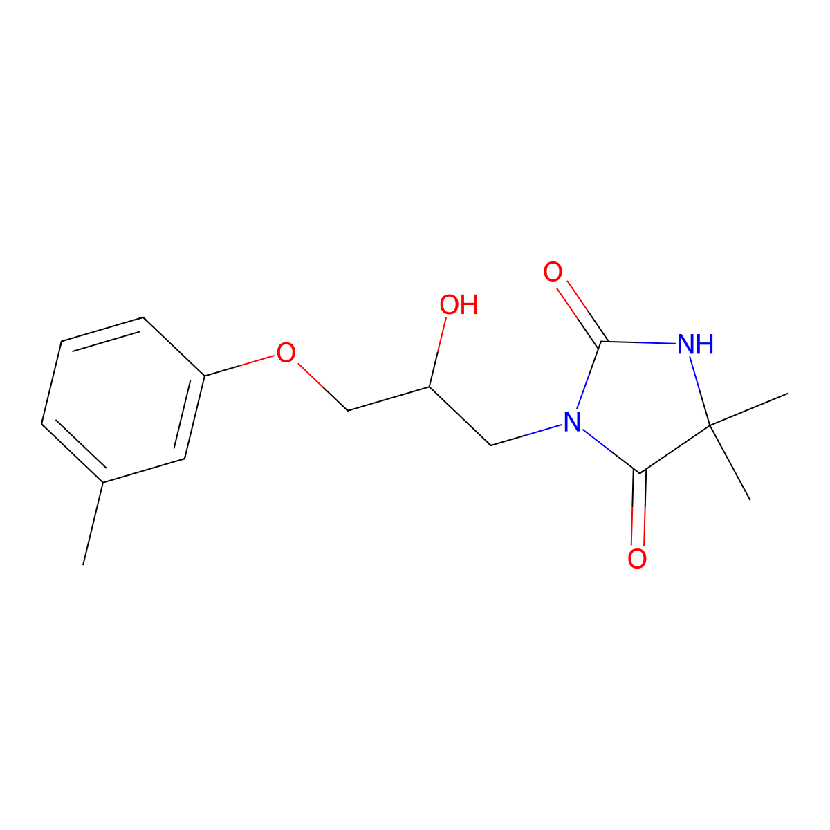 3-[2-Hydroxy-3-(3-methylphenoxy)propyl]-5,5-dimethylimidazolidine-2,4-dione molecular structure, CAS 424804-53-5