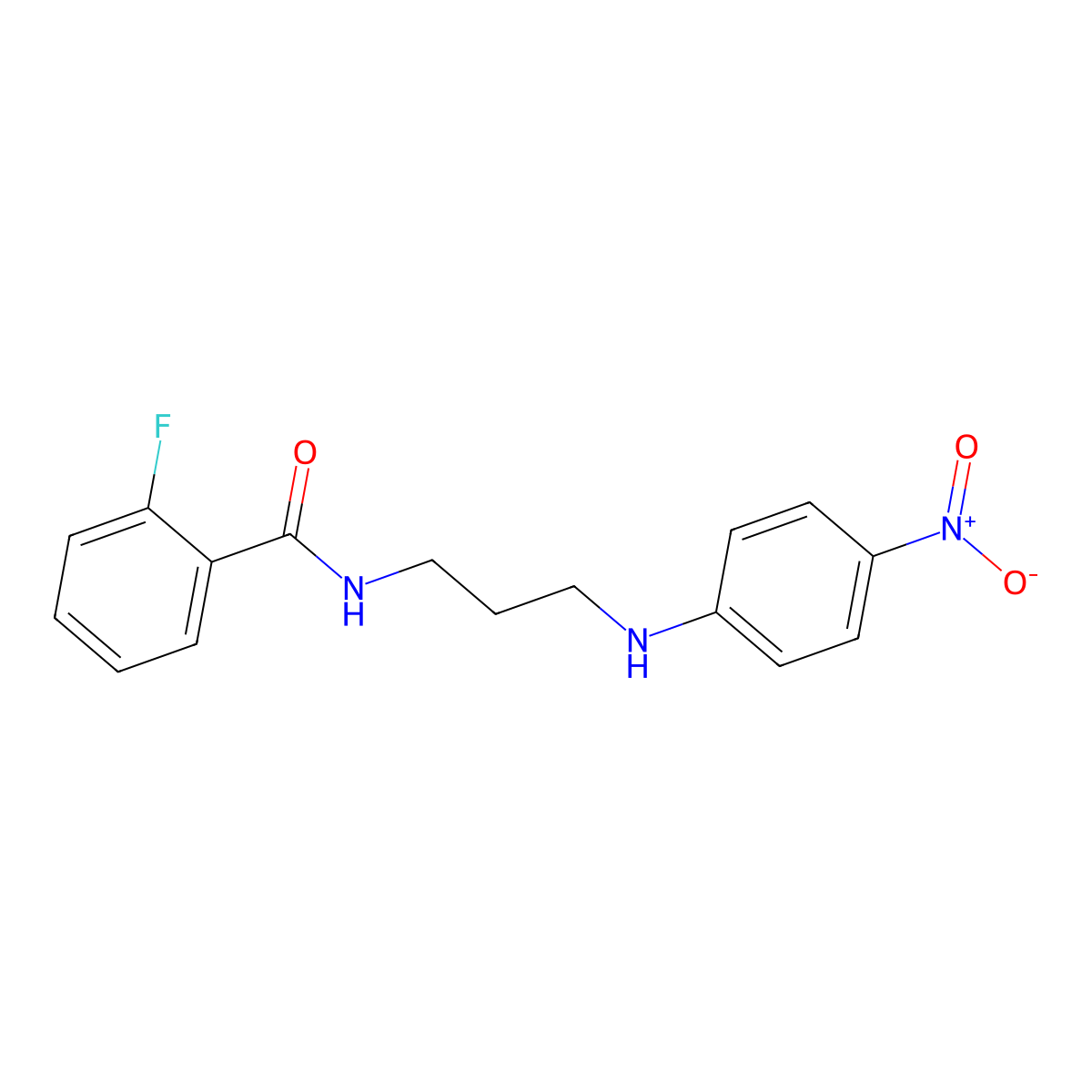 2-fluoro-N-[3-(4-nitroanilino)propyl]benzamide molecular structure, CAS 424804-97-7