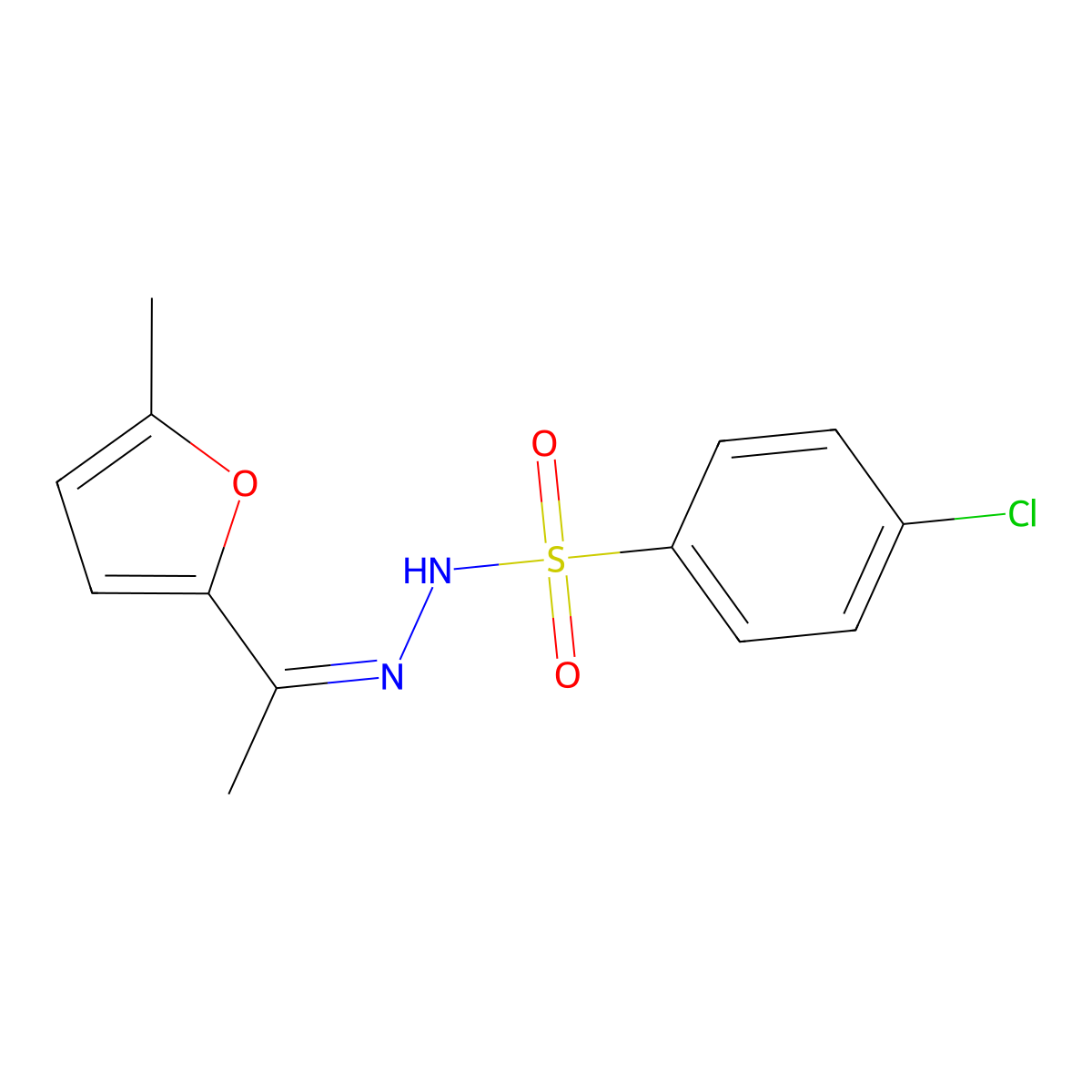 4-Chlorobenzenesulfonic acid 2-[1-(5-methyl-2-furanyl)ethylidene]hydrazide molecular structure, CAS 424805-11-8