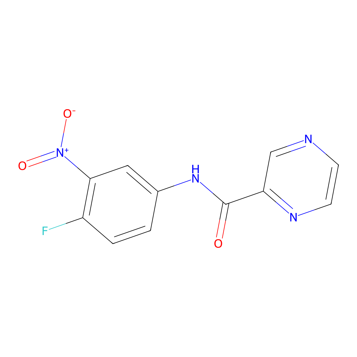 N-(4-fluoro-3-nitrophenyl)pyrazine-2-carboxamide molecular structure, CAS 424805-18-5