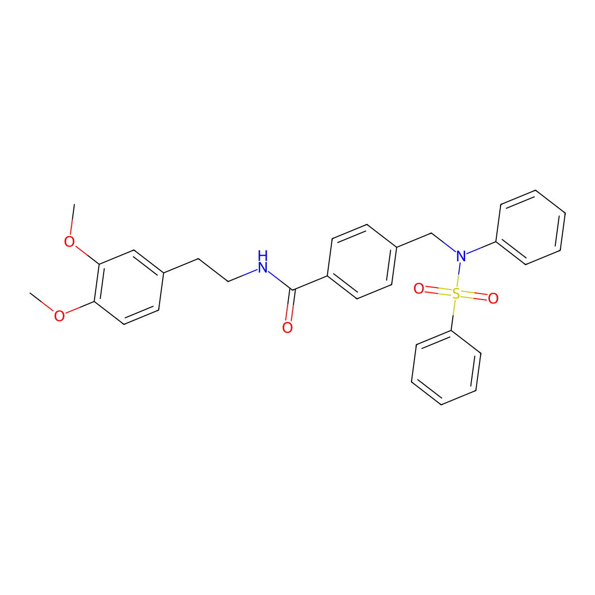 N-[2-(3,4-dimethoxyphenyl)ethyl]-4-{[phenyl(phenylsulfonyl)amino]methyl}benzamide molecular structure, CAS 424805-32-3