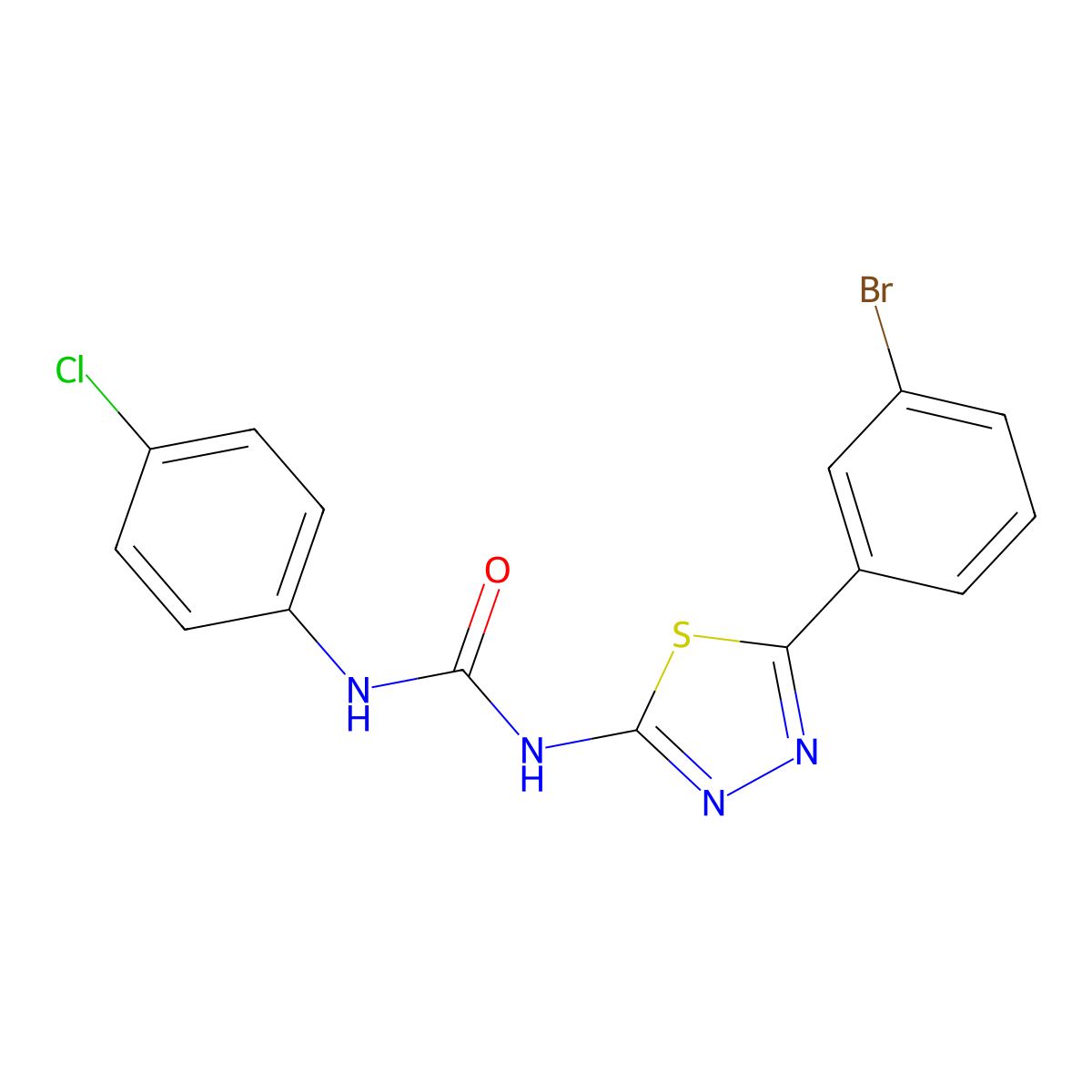 1-[5-(3-Bromophenyl)-1,3,4-thiadiazol-2-yl]-3-(4-chlorophenyl)urea molecular structure, CAS 424805-40-3