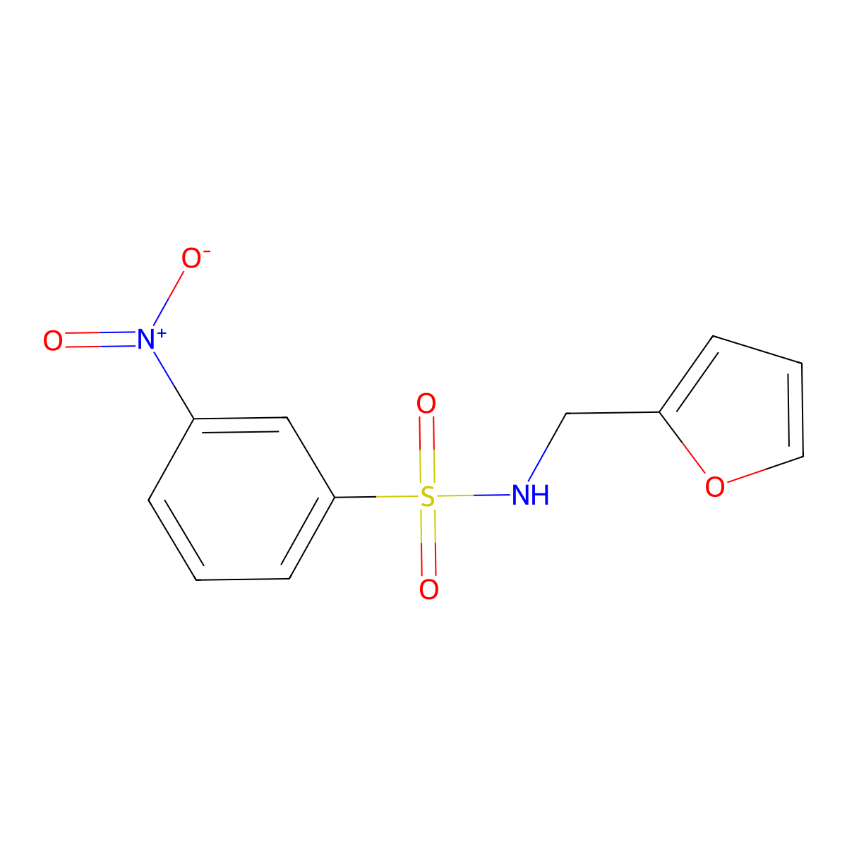 N-(furan-2-ylmethyl)-3-nitrobenzenesulfonamide molecular structure, CAS 424805-79-8