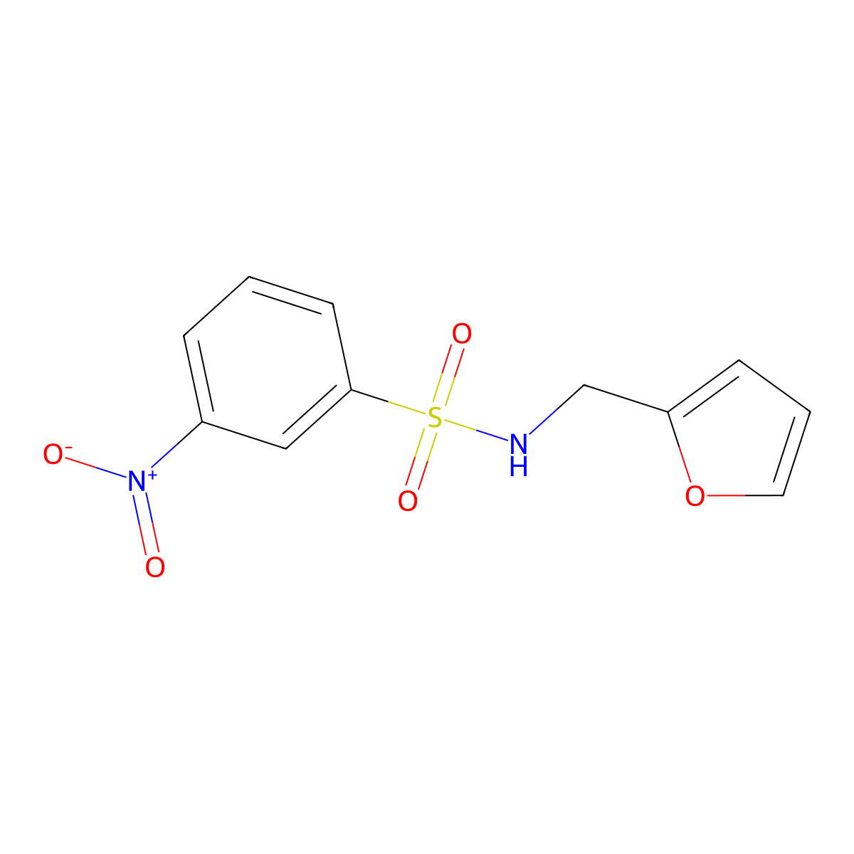 N-(furan-2-ylmethyl)-3-nitrobenzenesulfonamide molecular structure, CAS 424805-79-8