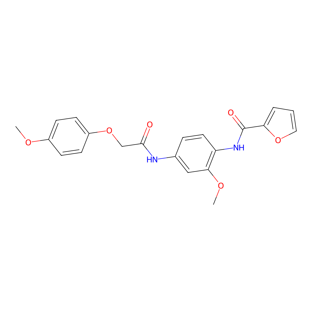 N-[2-methoxy-4-[[2-(4-methoxyphenoxy)acetyl]amino]phenyl]furan-2-carboxamide molecular structure, CAS 424806-49-5