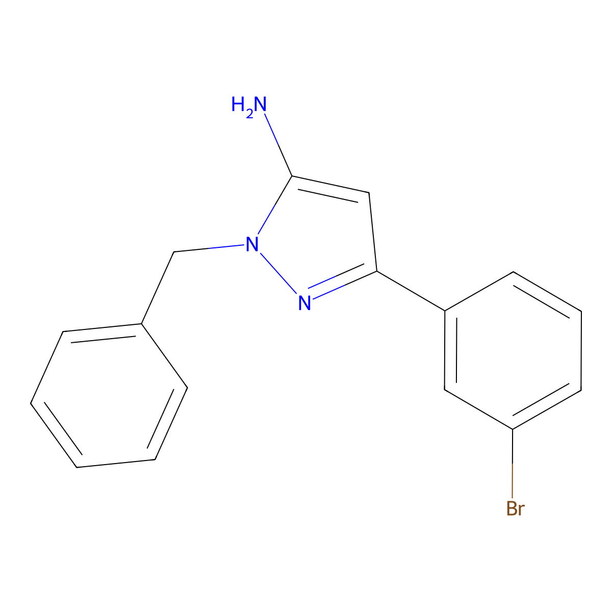 Pyrazol-5-amine, 1-benzyl-3-(3-bromophenyl)- molecular structure, CAS 424806-56-4