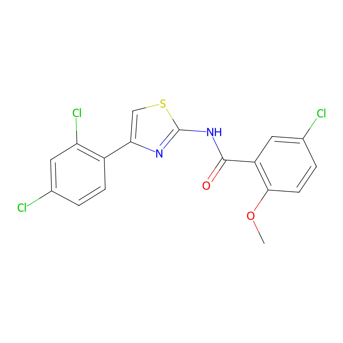 5-chloro-N-[4-(2,4-dichlorophenyl)-1,3-thiazol-2-yl]-2-methoxybenzamide molecular structure, CAS 424806-57-5
