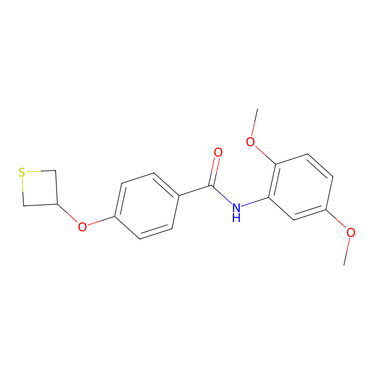 N-(2,5-dimethoxyphenyl)-4-(thietan-3-yloxy)benzamide molecular structure, CAS 424806-81-5