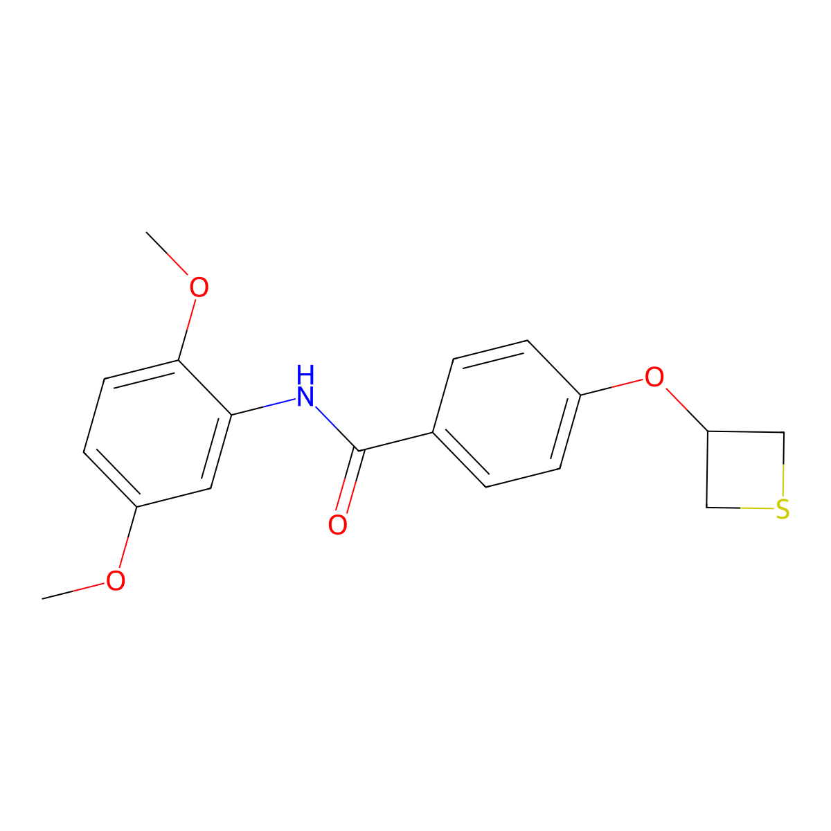 N-(2,5-dimethoxyphenyl)-4-(thietan-3-yloxy)benzamide molecular structure, CAS 424806-81-5
