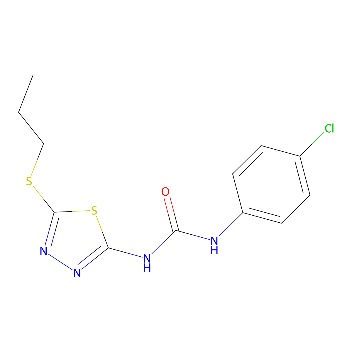 1-(4-Chlorophenyl)-3-(5-propylsulfanyl-1,3,4-thiadiazol-2-yl)urea molecular structure, CAS 424807-20-5