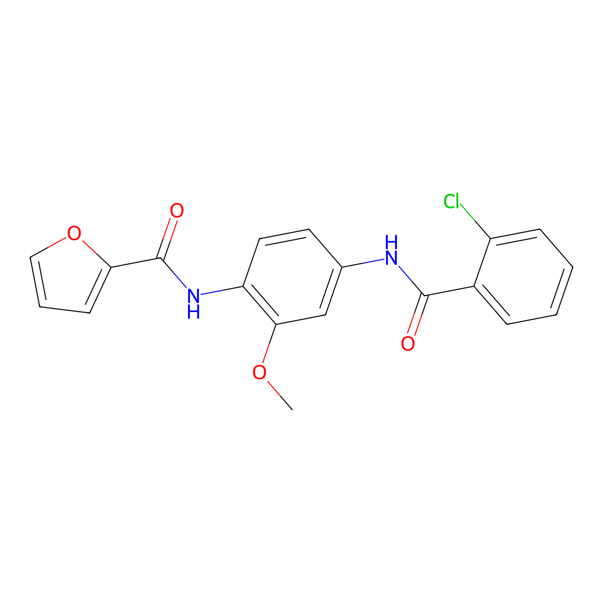 N-{4-[(2-chlorobenzoyl)amino]-2-methoxyphenyl}-2-furamide molecular structure, CAS 424807-25-0