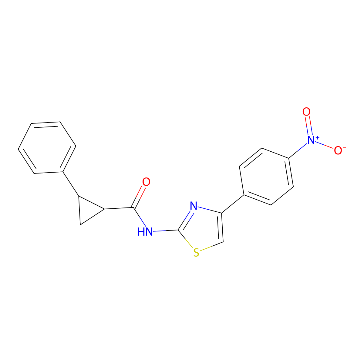 N-[4-(4-nitrophenyl)-1,3-thiazol-2-yl]-2-phenylcyclopropanecarboxamide molecular structure, CAS 424807-28-3