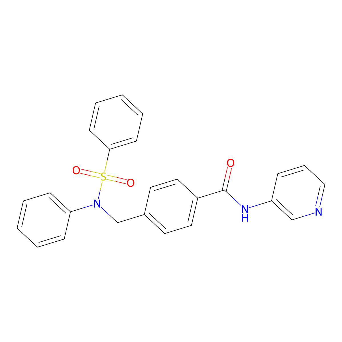 4-[[N-(benzenesulfonyl)anilino]methyl]-N-pyridin-3-ylbenzamide molecular structure, CAS 424807-33-0