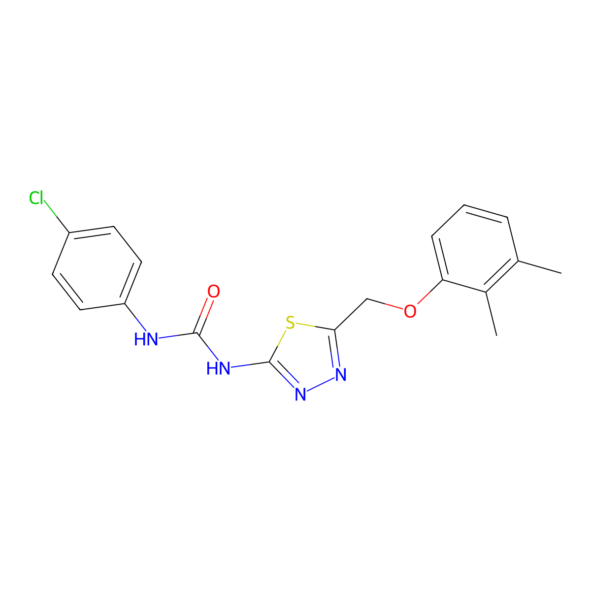 1-(4-Chlorophenyl)-3-[5-[(2,3-dimethylphenoxy)methyl]-1,3,4-thiadiazol-2-yl]urea molecular structure, CAS 424807-43-2