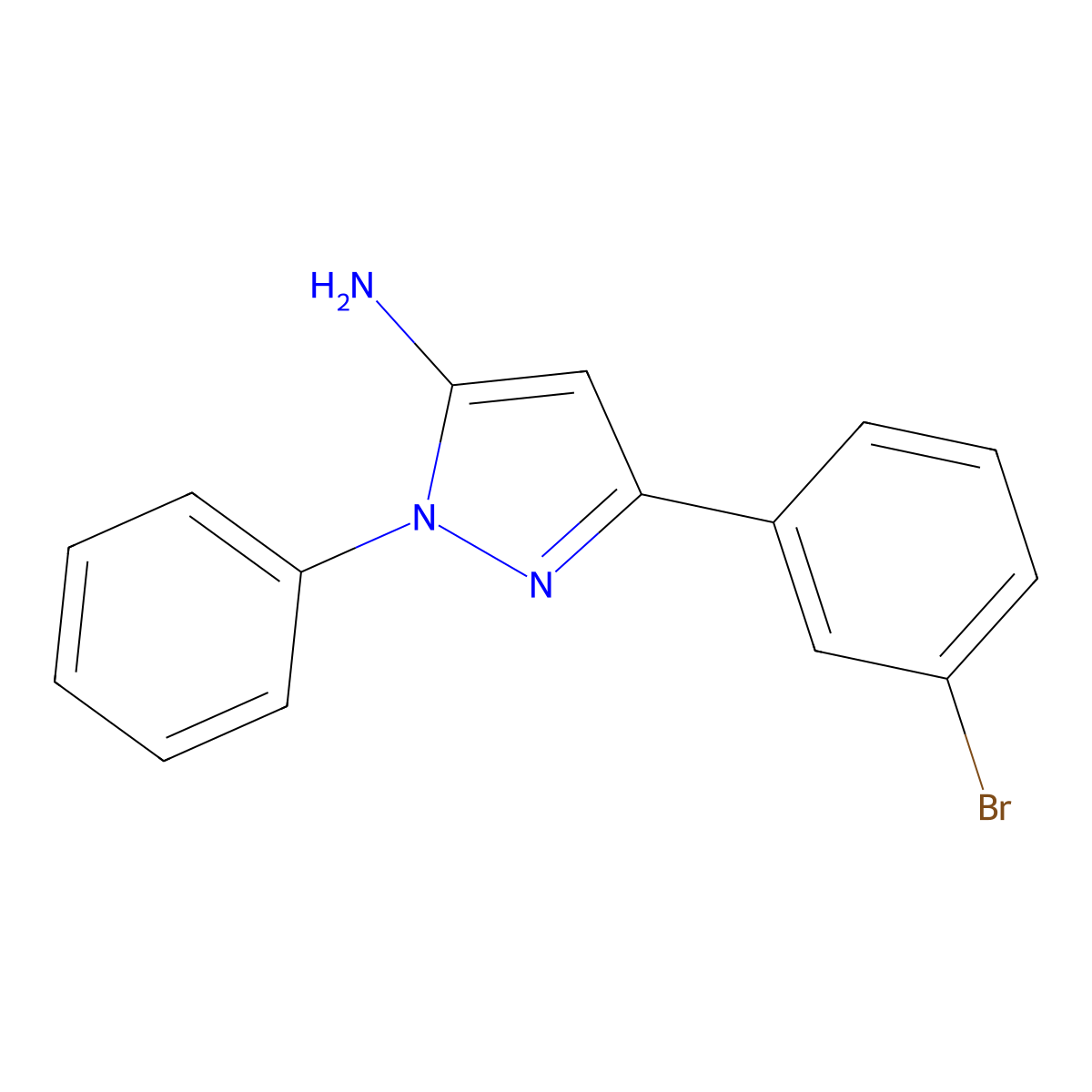 3-(3-Bromophenyl)-1-phenyl-1H-pyrazol-5-amine molecular structure, CAS 424808-07-1