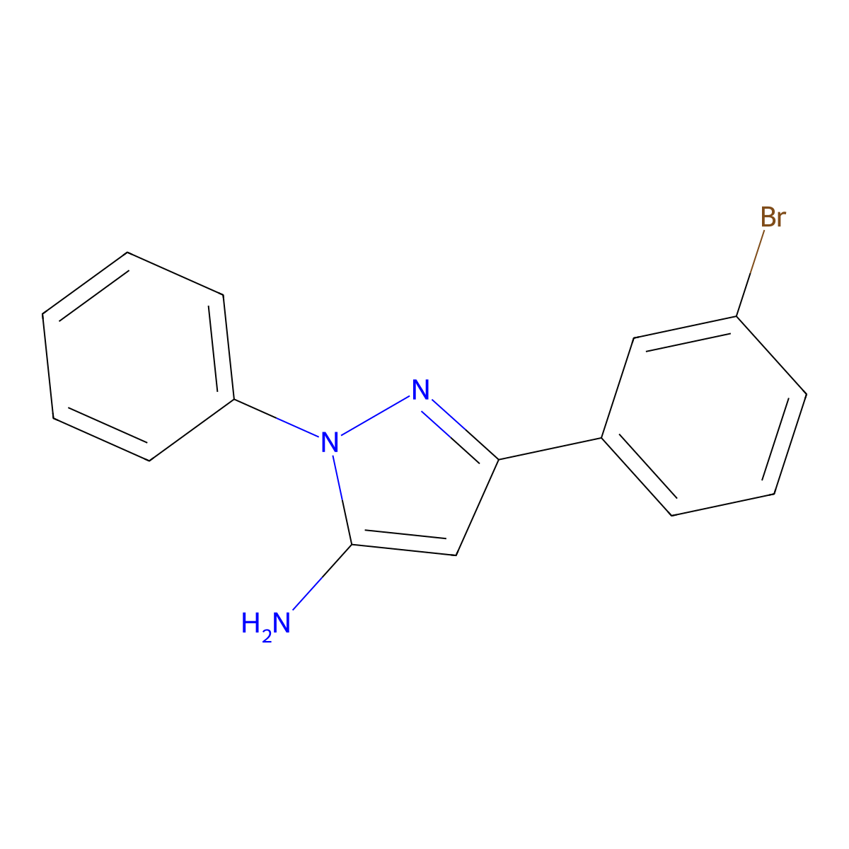 3-(3-Bromophenyl)-1-phenyl-1H-pyrazol-5-amine molecular structure, CAS 424808-07-1
