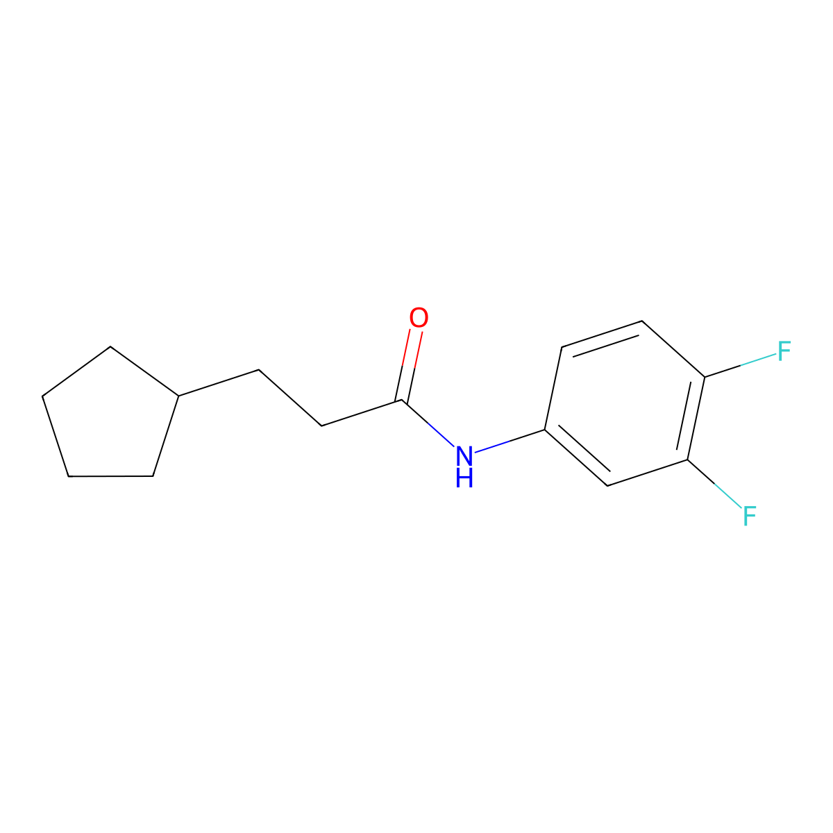 3-cyclopentyl-N-(3,4-difluorophenyl)propanamide molecular structure, CAS 424808-11-7