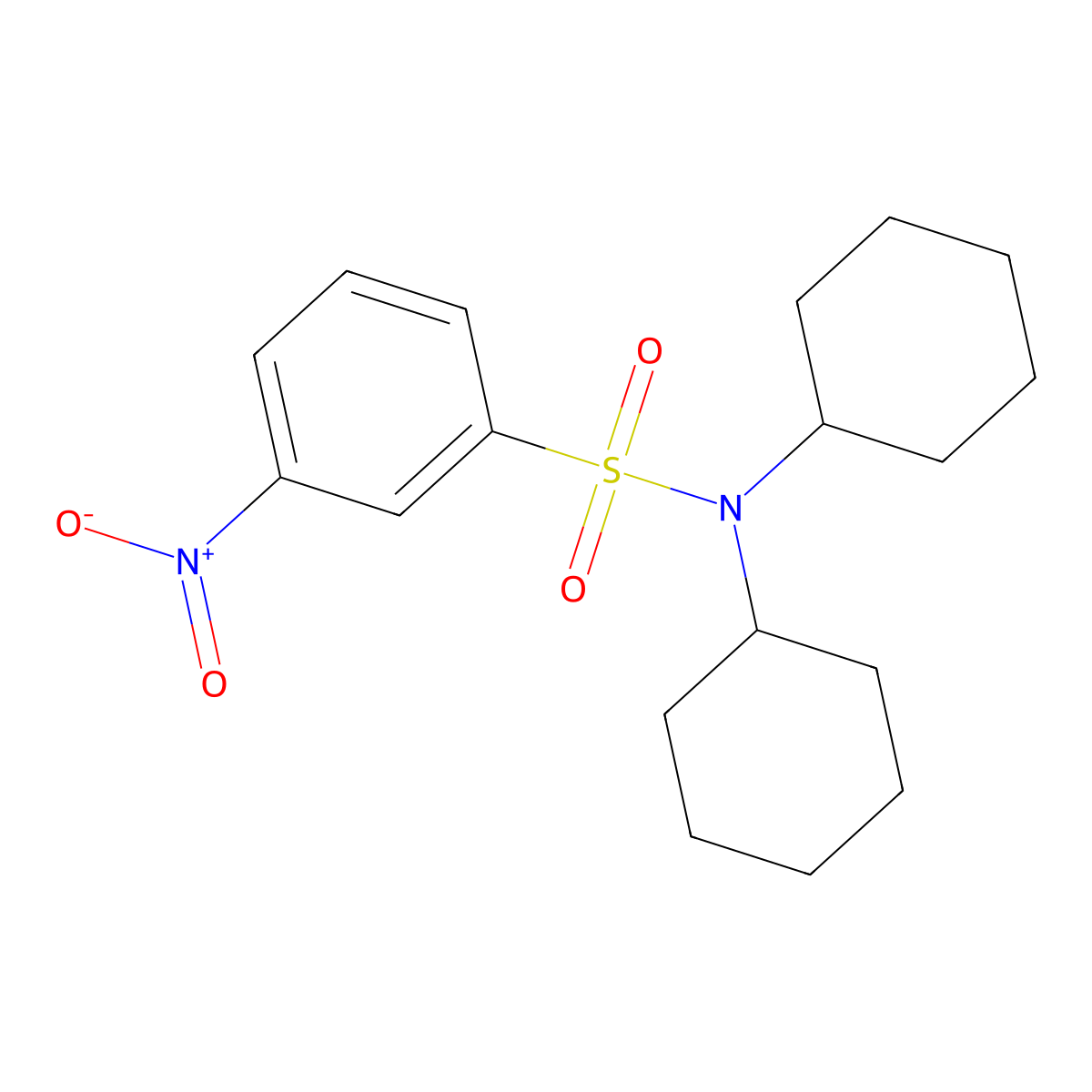 N,N-dicyclohexyl-3-nitrobenzenesulfonamide molecular structure, CAS 424808-20-8