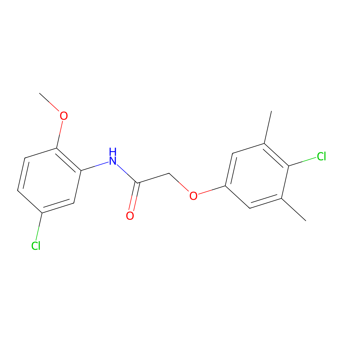 2-(4-chloro-3,5-dimethylphenoxy)-N-(5-chloro-2-methoxyphenyl)acetamide molecular structure, CAS 424808-93-5