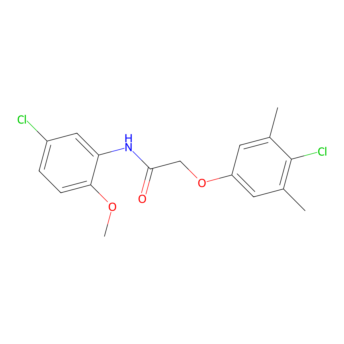 2-(4-chloro-3,5-dimethylphenoxy)-N-(5-chloro-2-methoxyphenyl)acetamide molecular structure, CAS 424808-93-5