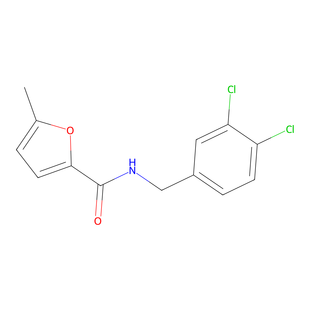 N-(3,4-dichlorobenzyl)-5-methylfuran-2-carboxamide molecular structure, CAS 424809-23-4